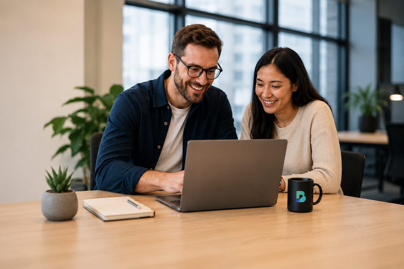 Blendesk team members reviewing a client project together