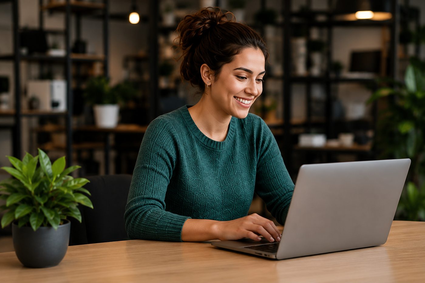 Business owner reviewing her new website design