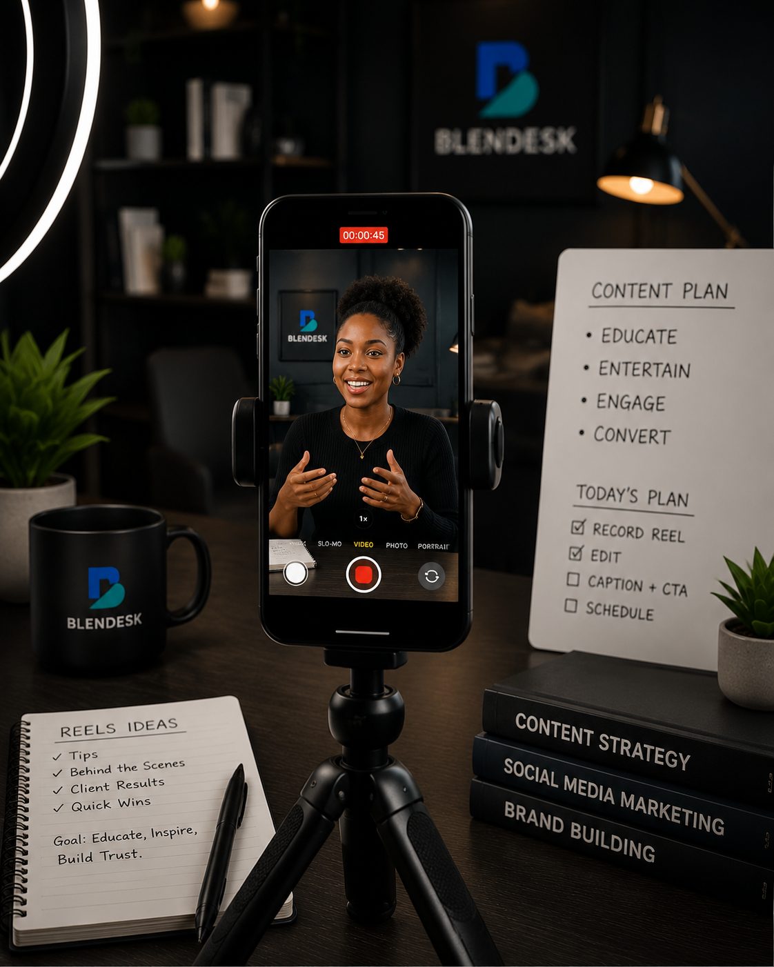 Recording social content for a client